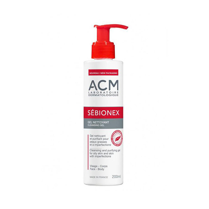 ACM Sébionex Cleansing Gel (إيه سي إم سيبيونيكس جل منظف)، وهو غسول طبي فرنسي مخصص للبشرة الدهنية، المختلطة، والمعرضة لحب الشباب والعيوب