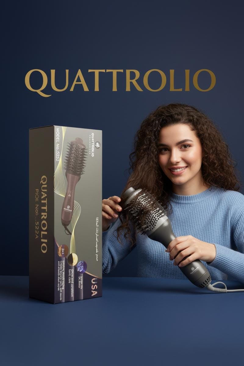 فرشاة ومصفف شعر حراري (فرشاة تجفيف وتصفيف مدمجة) من العلامة التجارية QUATTROLIO.