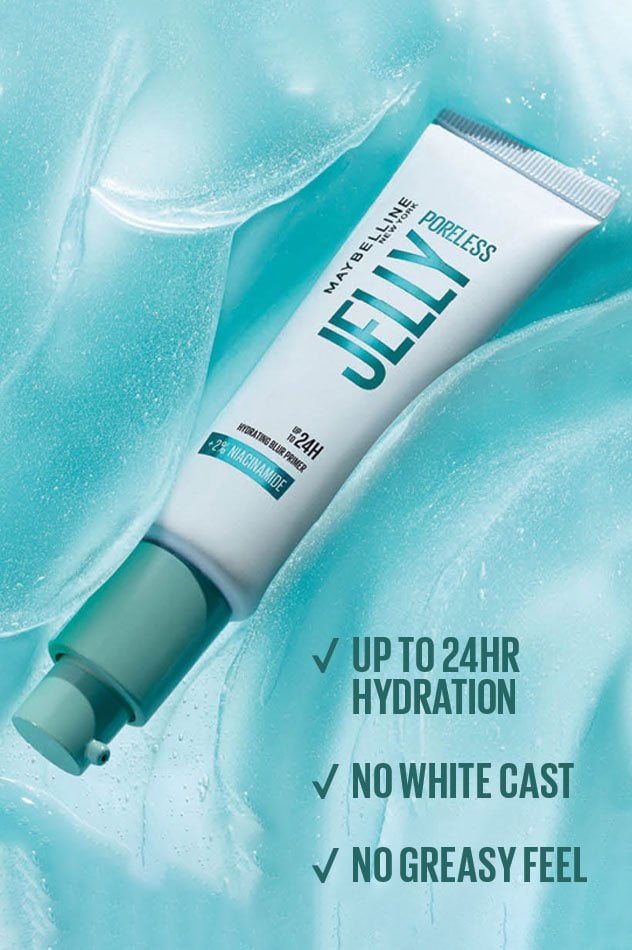 برايمر جيلي بورليس المرطب والمخفي للمسام (Poreless Jelly™ Hydrating Blur Primer) من الماركة العالمية الشهيرة Maybelline New York