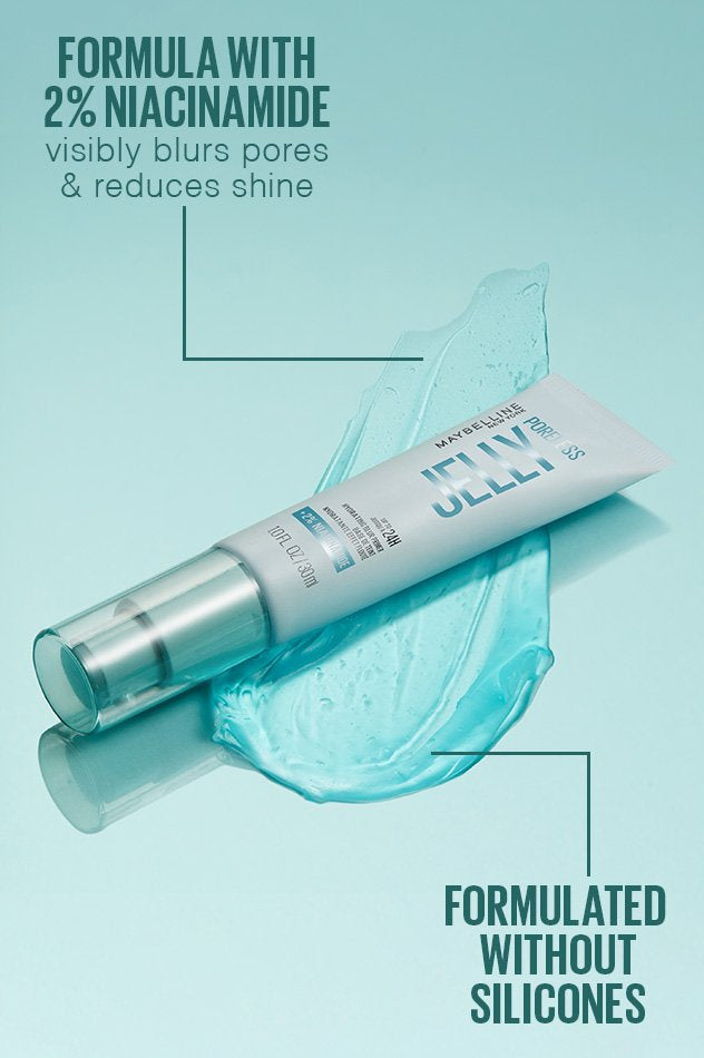 برايمر جيلي بورليس المرطب والمخفي للمسام (Poreless Jelly™ Hydrating Blur Primer) من الماركة العالمية الشهيرة Maybelline New York
