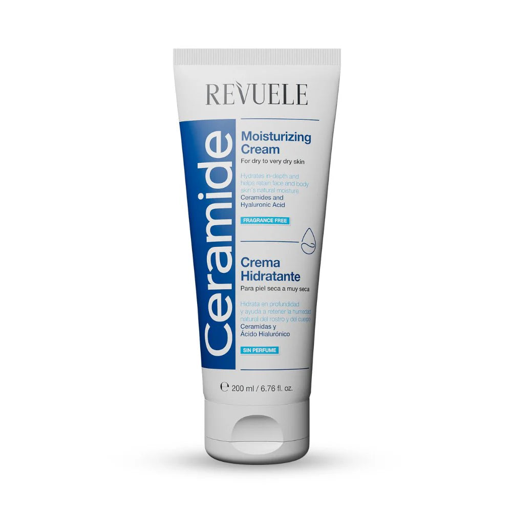 كريم مرطب سيراميد ريفولي (Revuele Ceramide Moisturizing Cream) بسعة 200 مل خياراً فعالاً ومناسباً لترطيب البشرة الجافة إلى الجافة جداً.