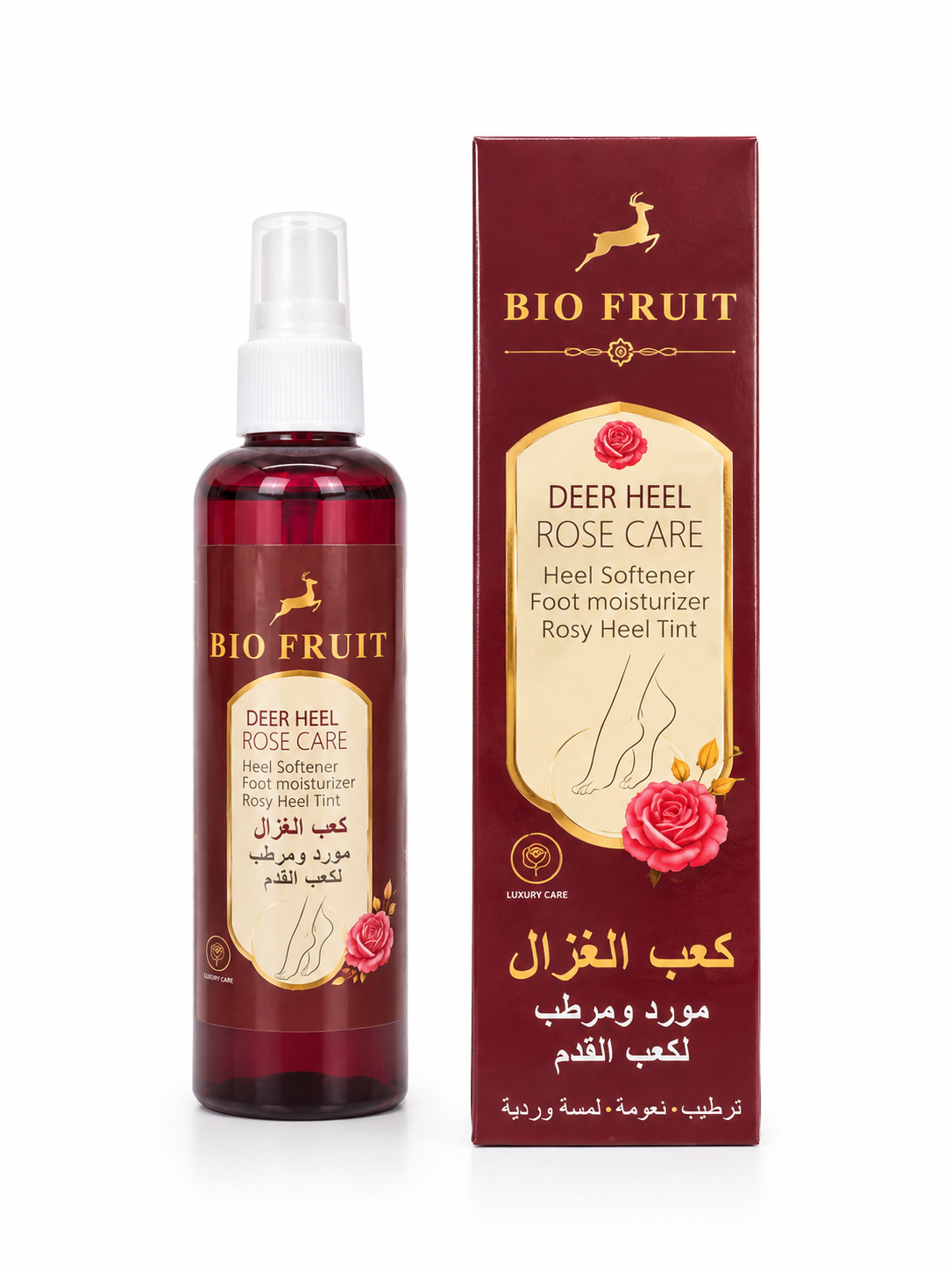 عبوة بخاخ كعب الغزال (Deer Heel Rose Care) من ماركة Bio Fruit المورد والمرطب لكعب القدم