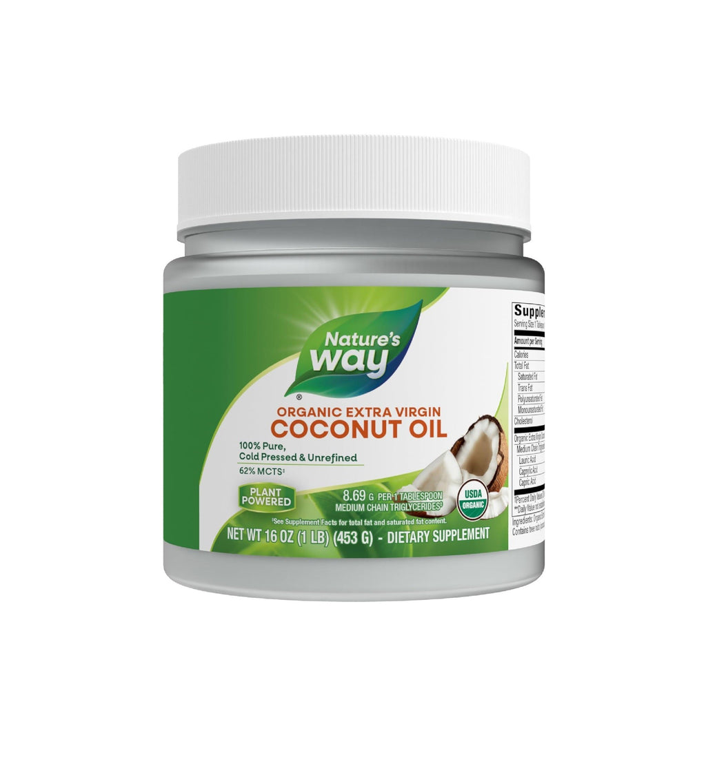 زيت جوز الهند العضوي البكر الممتاز (Organic Extra Virgin Coconut Oil) من الماركة الأمريكية المعروفة Nature's Way.