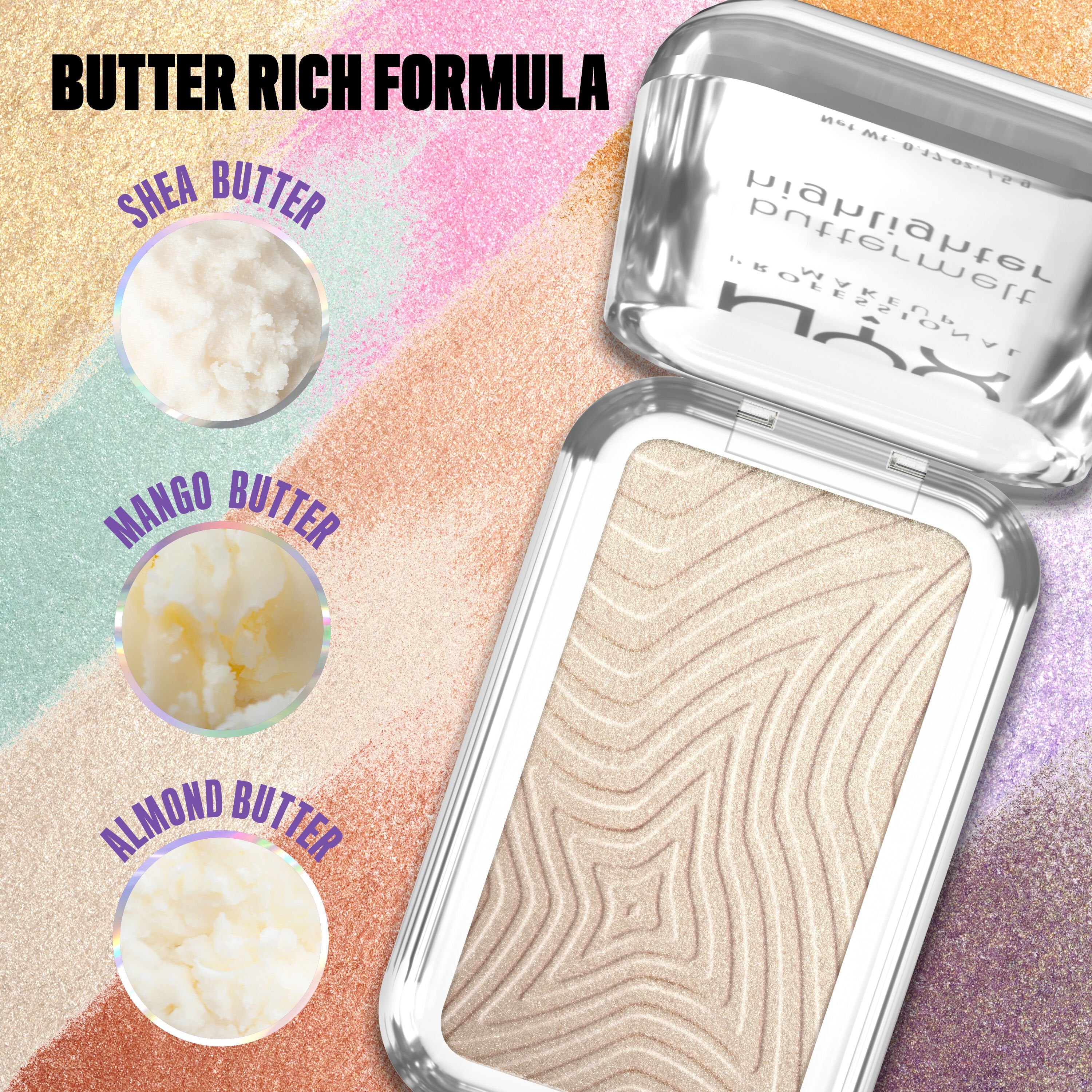 BUTTERMELT HIGHLIGHTERهايلايتر ان واي اكس
Butter smooth glowy highlighter in eight shades.