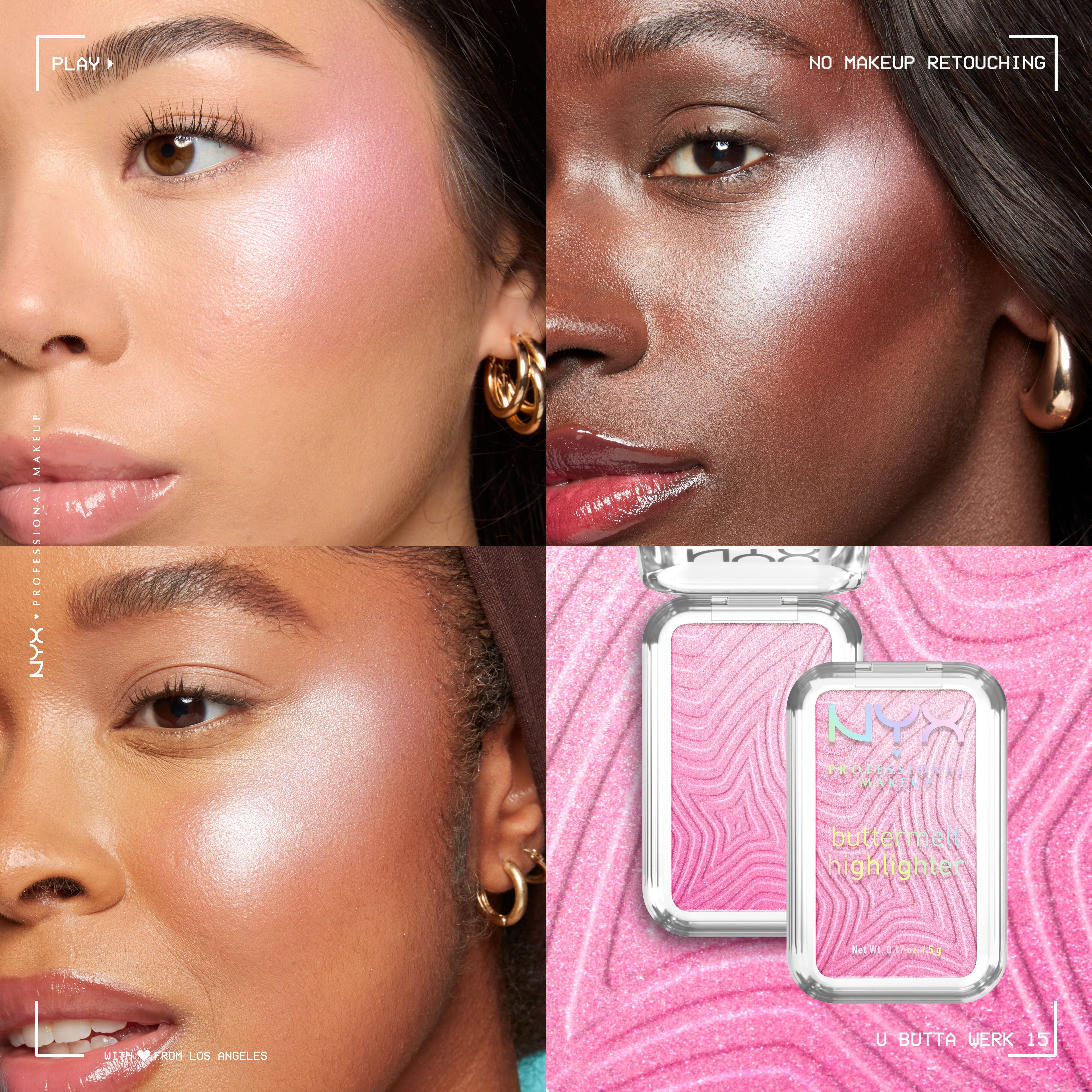 BUTTERMELT HIGHLIGHTERهايلايتر ان واي اكس
Butter smooth glowy highlighter in eight shades