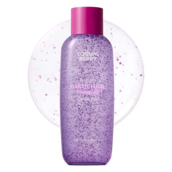 تونر كبسولات الباكوتشيول المعزّز للامتلاء والترطيب (Bakuchiol Plumping Capsule Toner) من الماركة الكورية الشهيرة EQQUALBERRY بحجم 150 مل