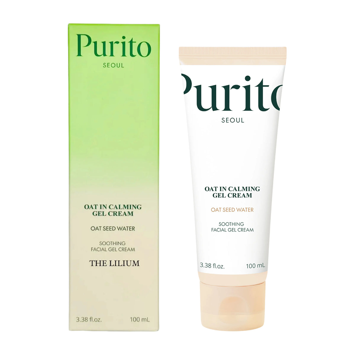 Purito SEOUL Oat-In Calming Gel Cream، وهو كريم مرطب ومُهدئ كوري شهير. يأتي بقوام جل مائي خفيف الوزن وسريع الامتصاص