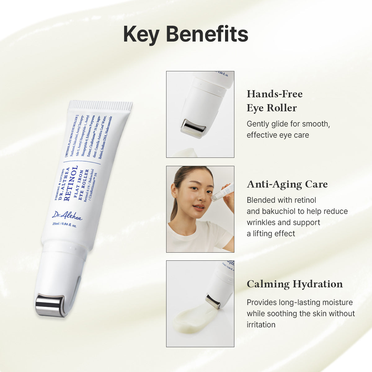 عبوة مُدلك وسيروم العين بالريتينول (Dr. Althea Retinol Flat Iron Eye Roller) بسعة 25 مل