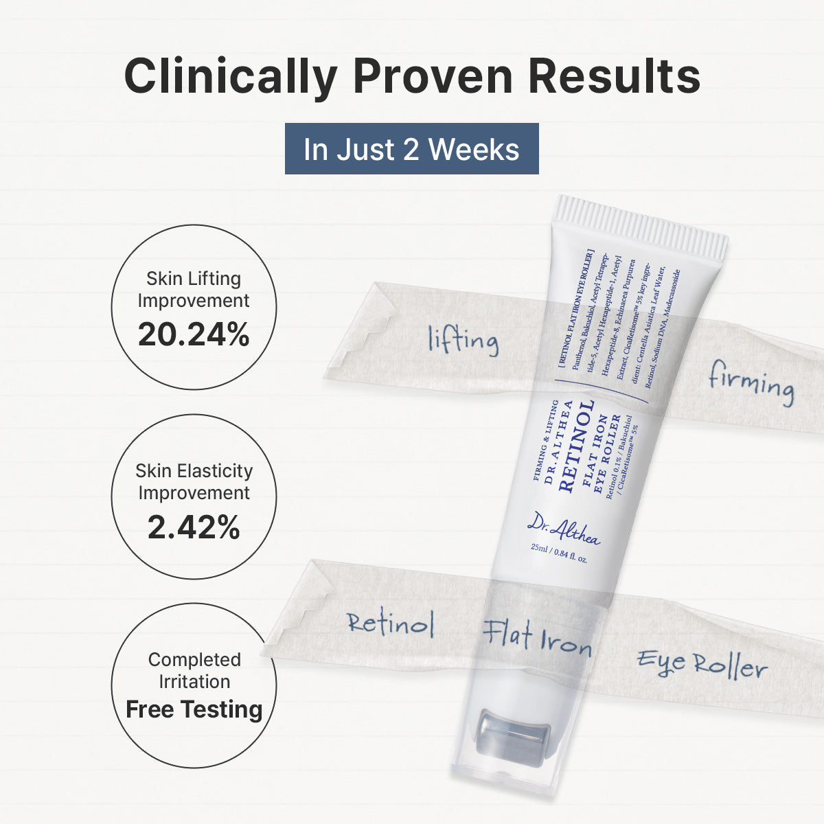 عبوة مُدلك وسيروم العين بالريتينول (Dr. Althea Retinol Flat Iron Eye Roller) بسعة 25 مل