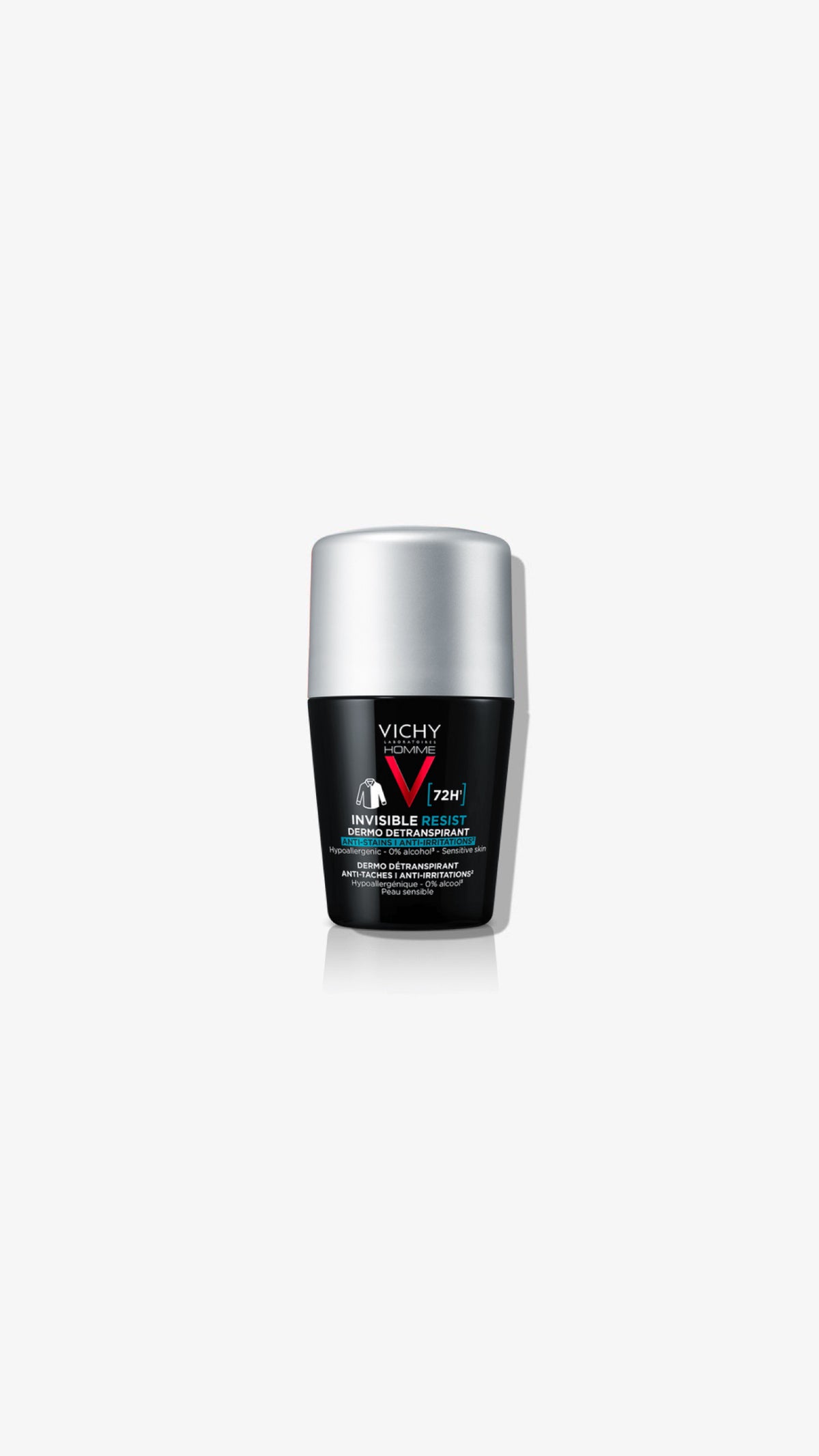 مزيل عرق رول أون للرجال فيشي هوم إنفيزيبل ريزيست (Vichy Homme Invisible Resist) المضاد للتعرق بحماية تدوم حتى 72 ساعة