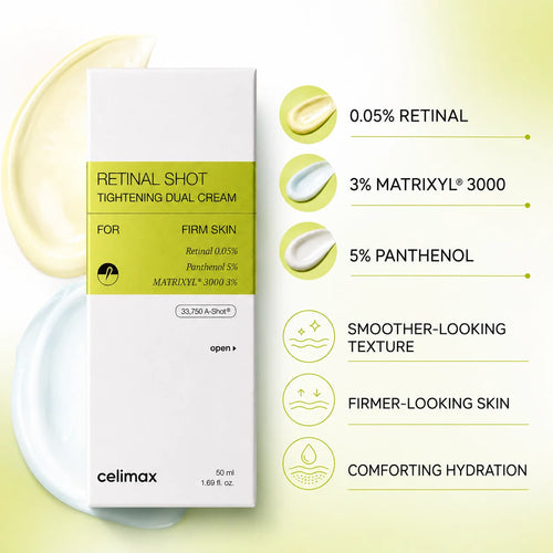 Celimax The Vita-A Retinal Shot Tightening Dual Cream، وهو كريم ليلي كوري مبتكر مصمم لشد البشرة ومكافحة علامات التقدم في السن