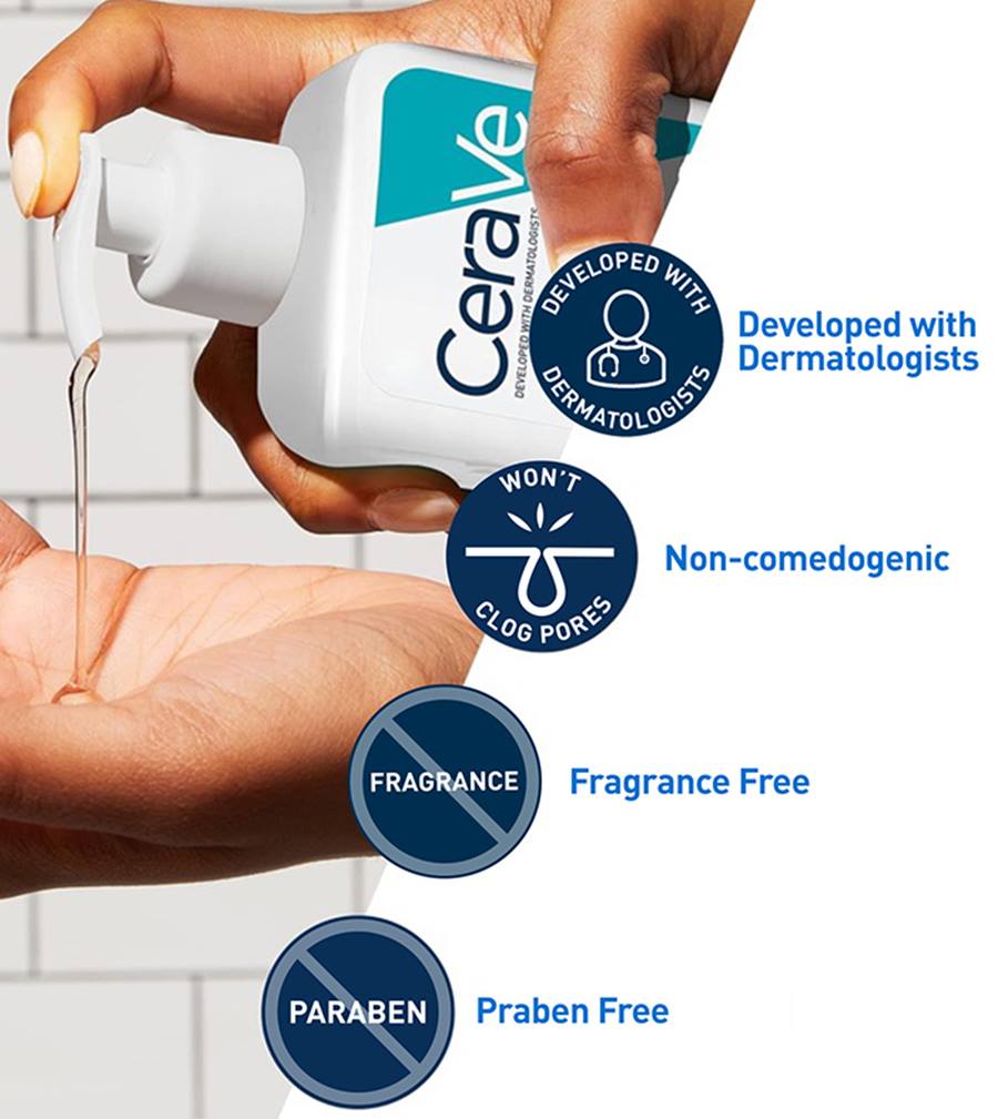 CeraVe Blemish Control Cleanser Face Wash For Acne & Blemish Prone Skin with 2% Salicylic Acid, Niacinamide and Ceramides -236ml | سيرافي غسول لحب الشباب - 236 مل