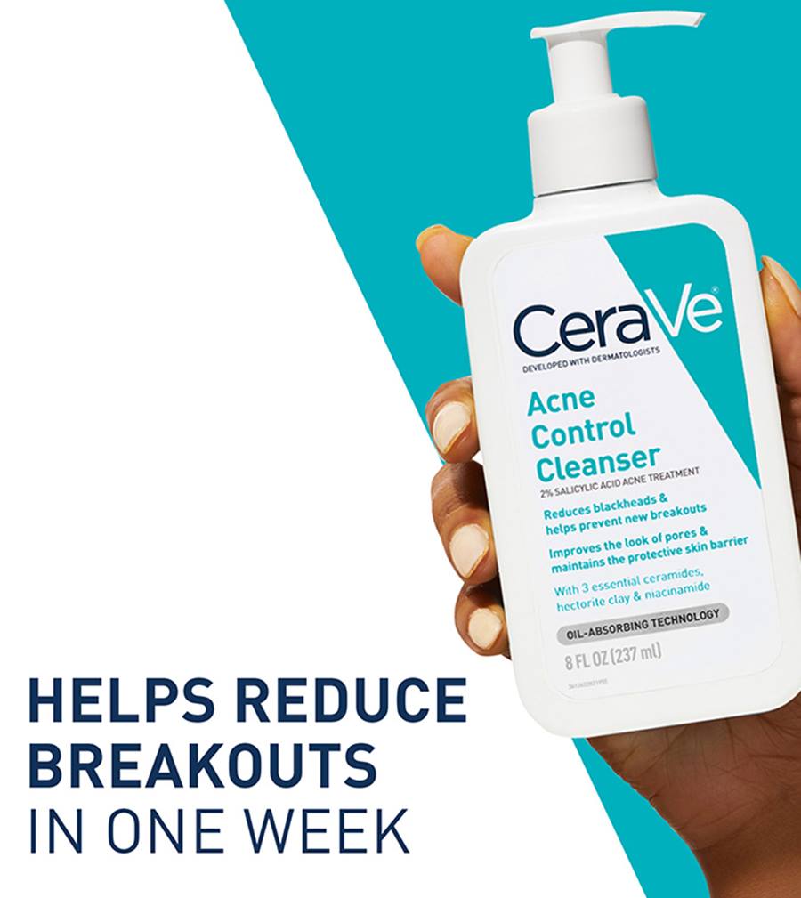CeraVe Blemish Control Cleanser Face Wash For Acne & Blemish Prone Skin with 2% Salicylic Acid, Niacinamide and Ceramides -236ml | سيرافي غسول لحب الشباب - 236 مل