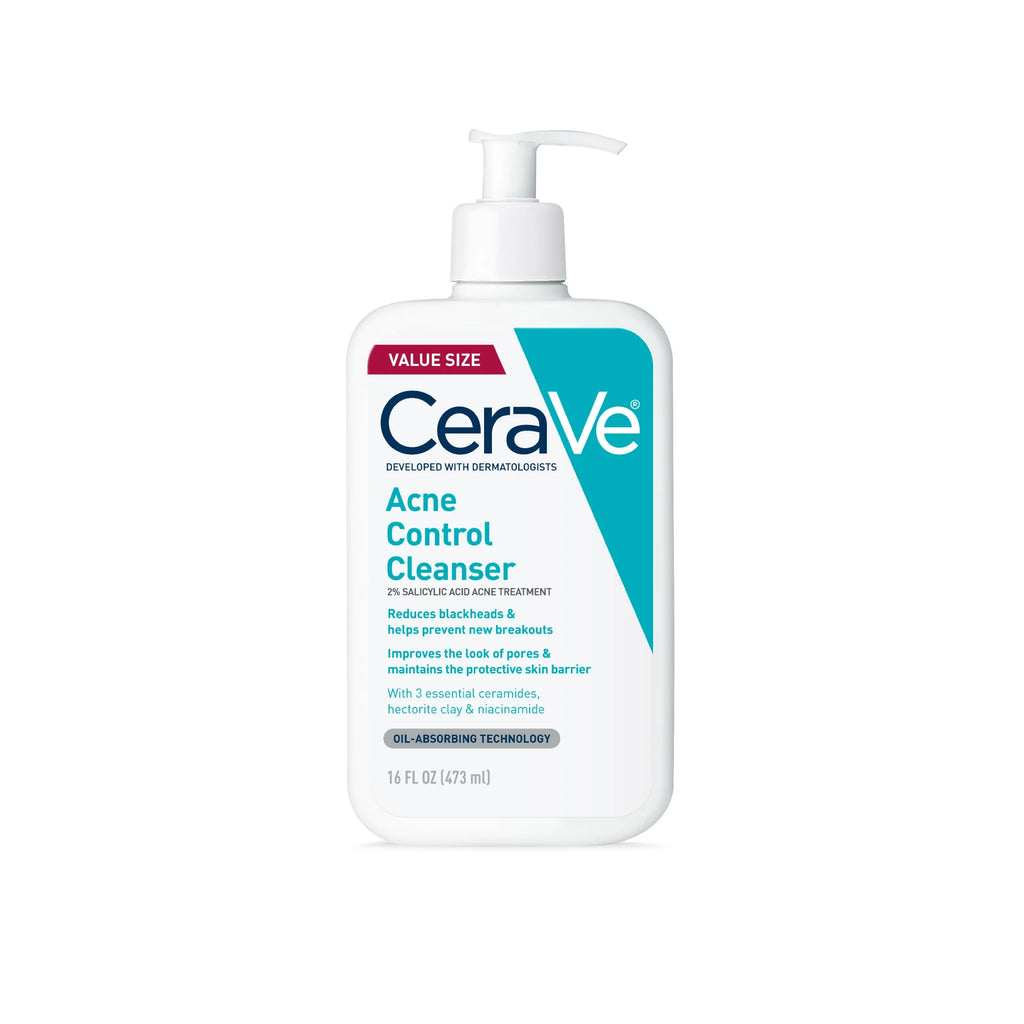 غسول سيرافي (CeraVe Acne Control Cleanser) بحجم 473 مل (Value Size)، وهو منتج مخصص للبشرة المعرضة لحب الشباب والدهنية