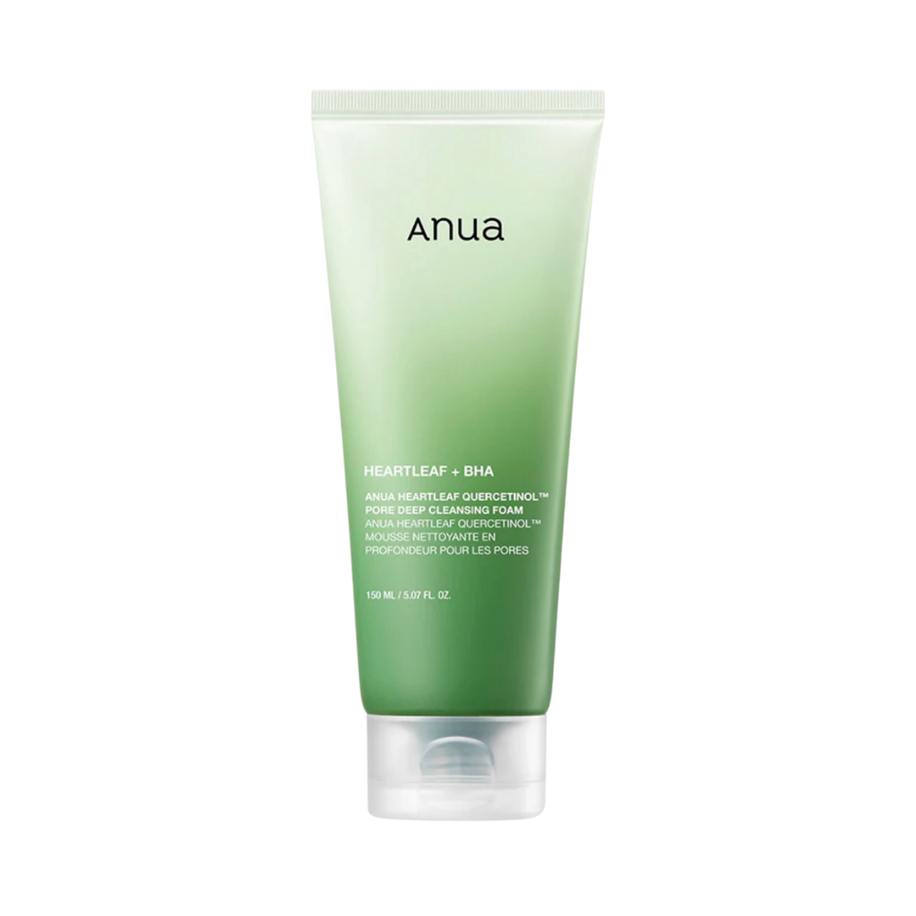 Anua Heartleaf Quercetinol Pore Deep Cleansing Foam - 150ml | أنوا غسول رغوي يحتوي على خلاصة نبات القلب، مصممة لتنظيف المسام بعمق وتقشير خلايا الجلد الميتة بلطف - 150 مل