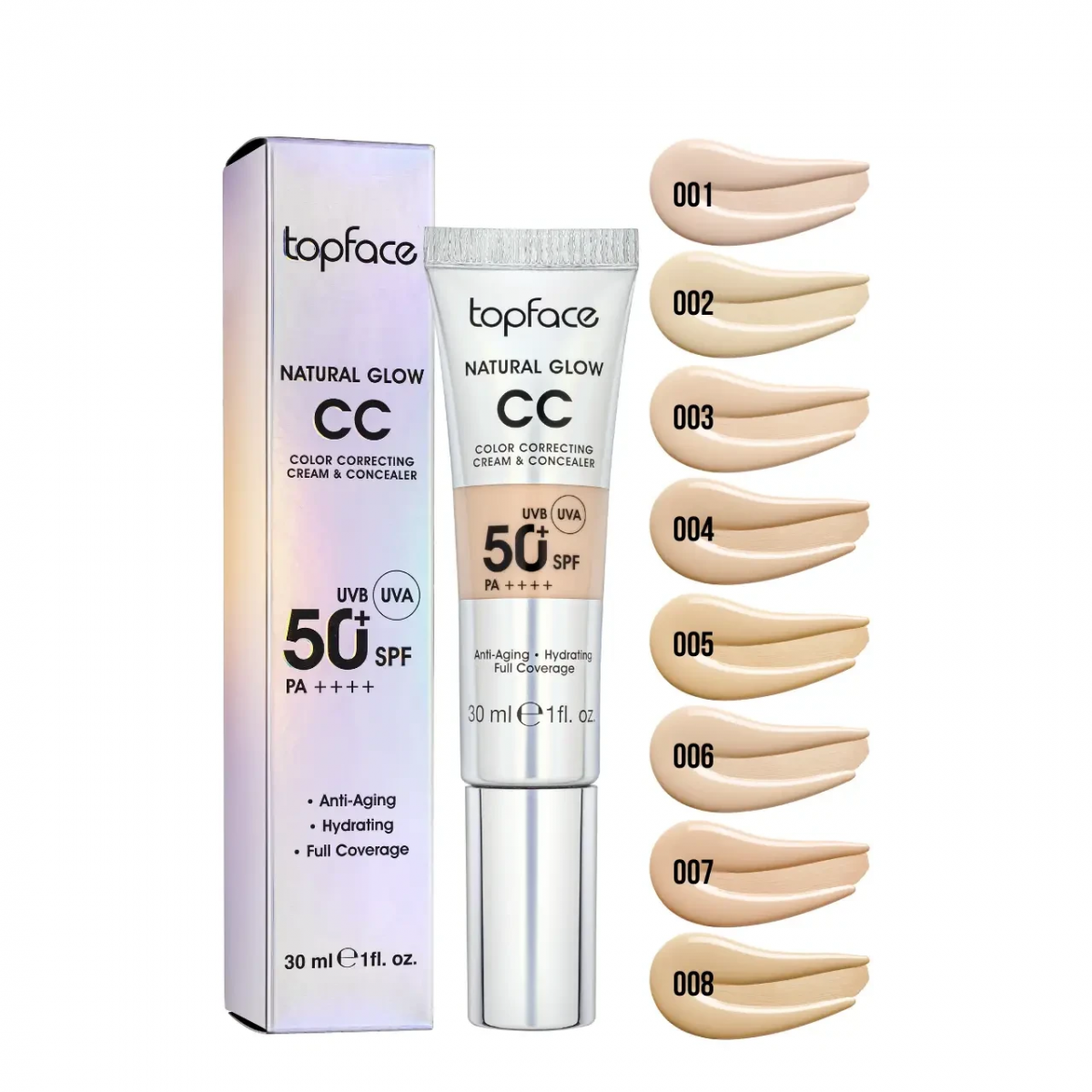 TOPFACE NATURAL GLOW CC CREAM & CONCEALER - 30ml | توب فيس كريم سي سي و كونسيلر -