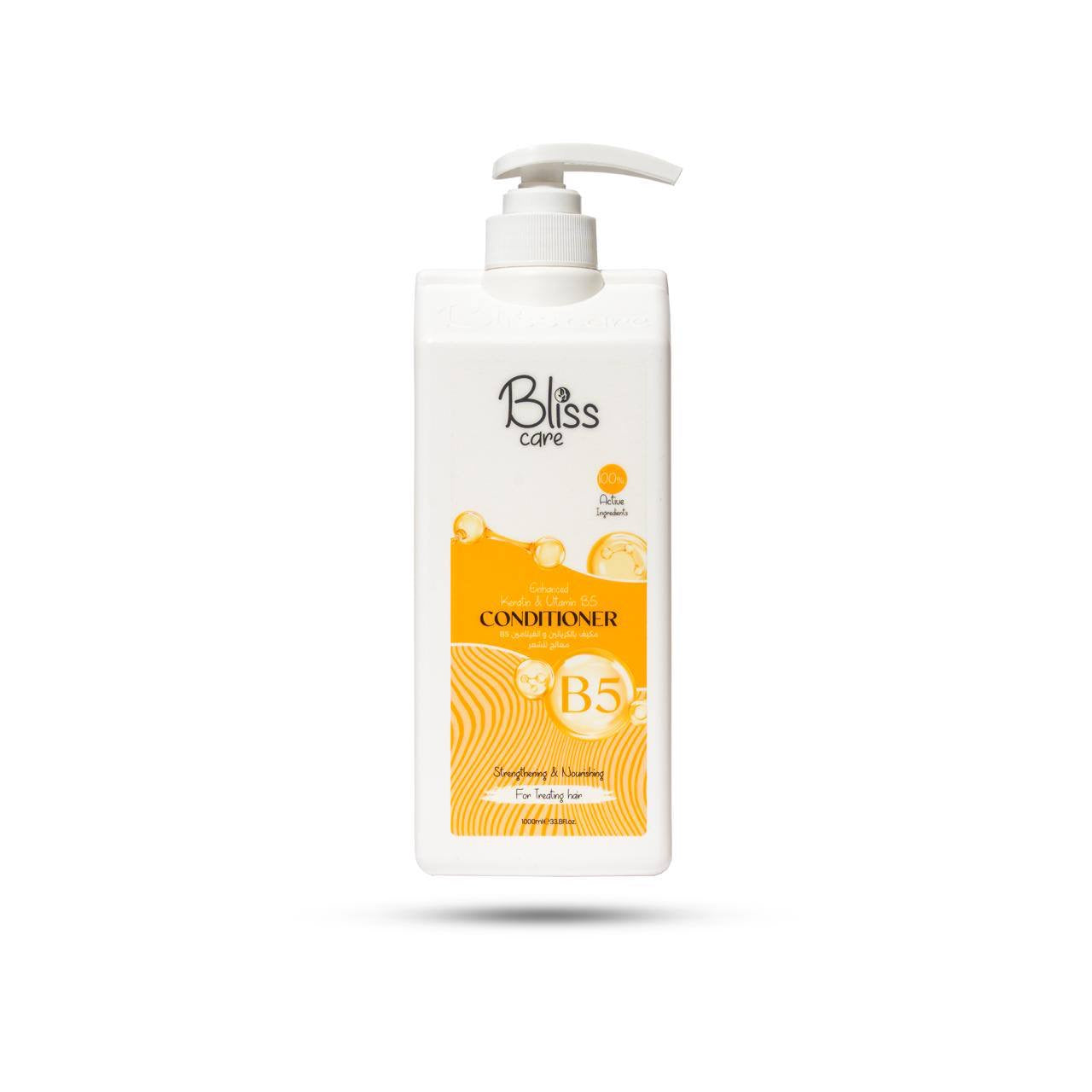 مكيف الشعر Bliss Care (بليس كير) المدعم بالكيراتين وفيتامين B5، ويأتي بحجم عائلي كبير سعة 1000 مل (1 لتر).