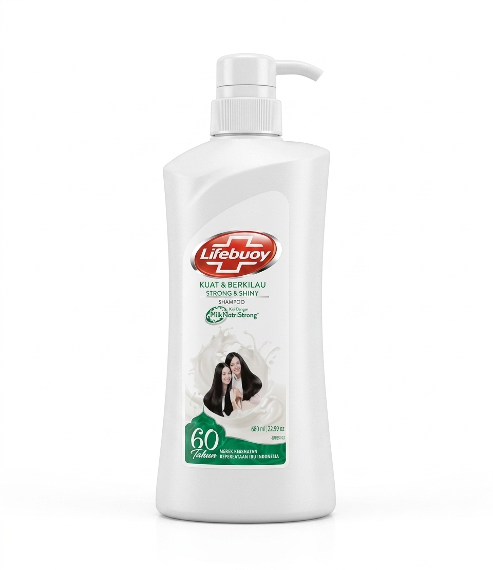 شامبو لايف بوي (Lifebuoy) "قوة ولمعان" (Strong & Shiny / Kuat & Berkilau)