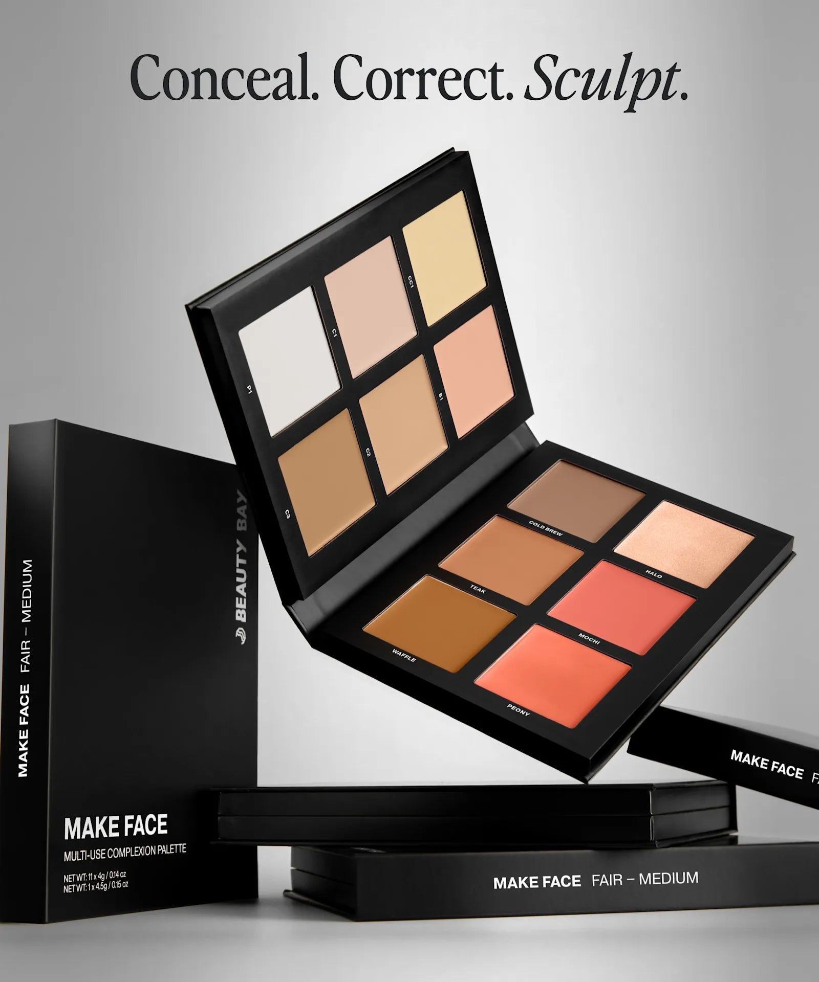 لوحة مستحضرات التجميل حجم كبير By Beauty Bay Make Face Multi-Use Complexion Palette.