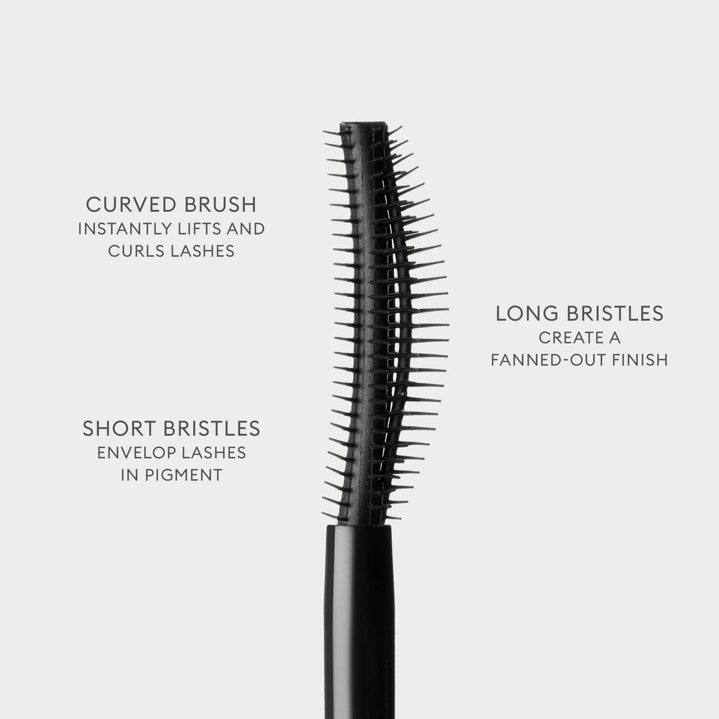ماسكارا سيروم هجينة مصممة لرفع الرموش، وإطالتها، وتغذيتها في آن واحدRose Inc Ultra-Black Lash Lift Serum Mascara