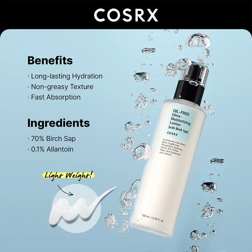 Cosrx Oil Free Ultra Moisturizing Lotion - 100ml | كوزركس مرطب لوشن للوجه خالي من الزيوت - 100 مل - 100 م