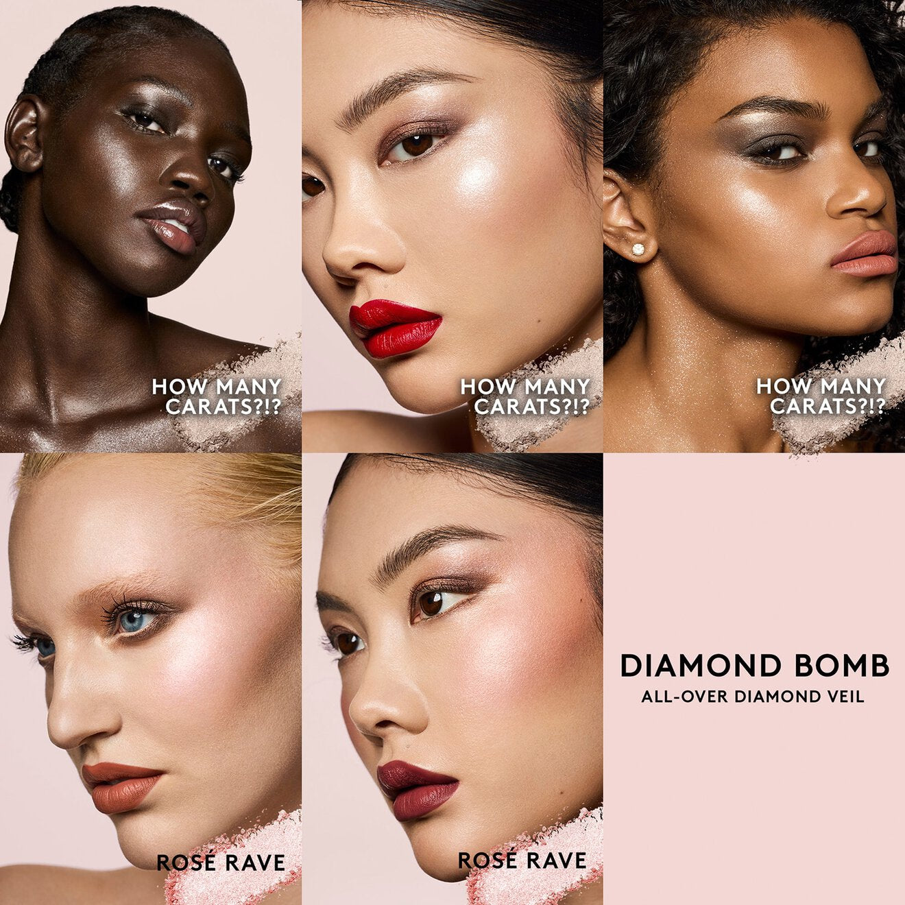 هو هايلايتر Diamond Bomb All-Over Diamond Veil من ماركة Fenty Beauty الشهيرة (بدرجة Rosé Rave الوردية اللامعة)