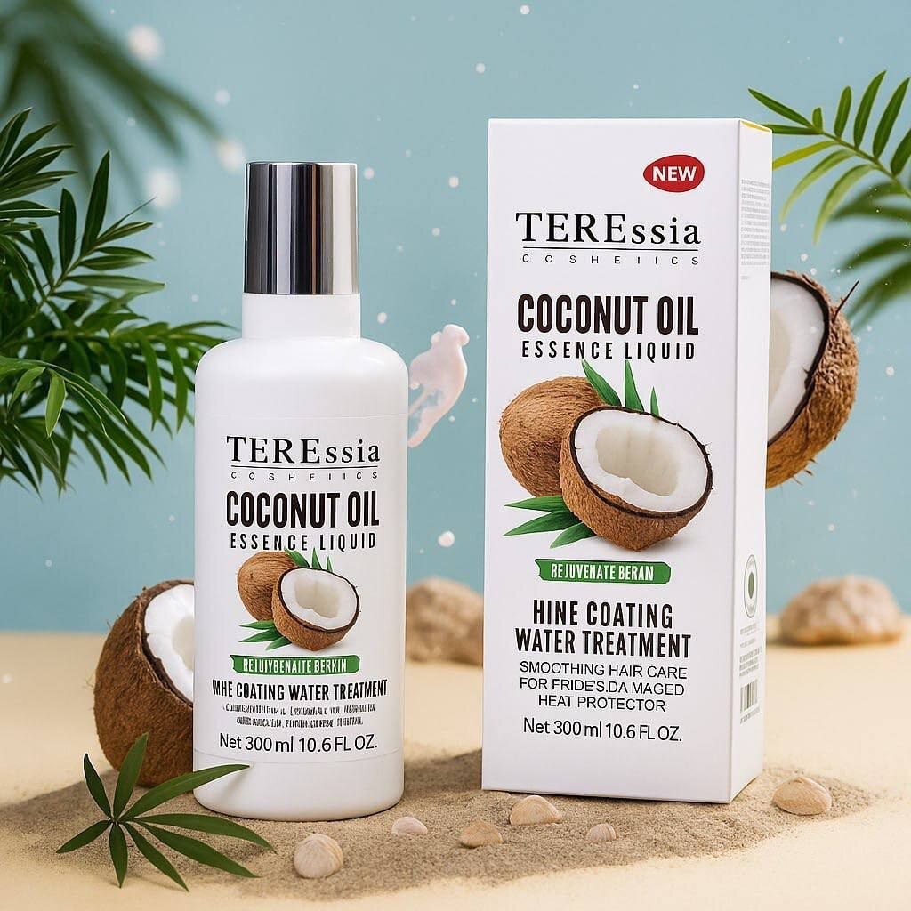 بخاخ وسيروم معالج الشعر بخلاصة زيت جوز الهند (TEREssia Coconut Oil Essence Liquid) بحجم 300 مل.