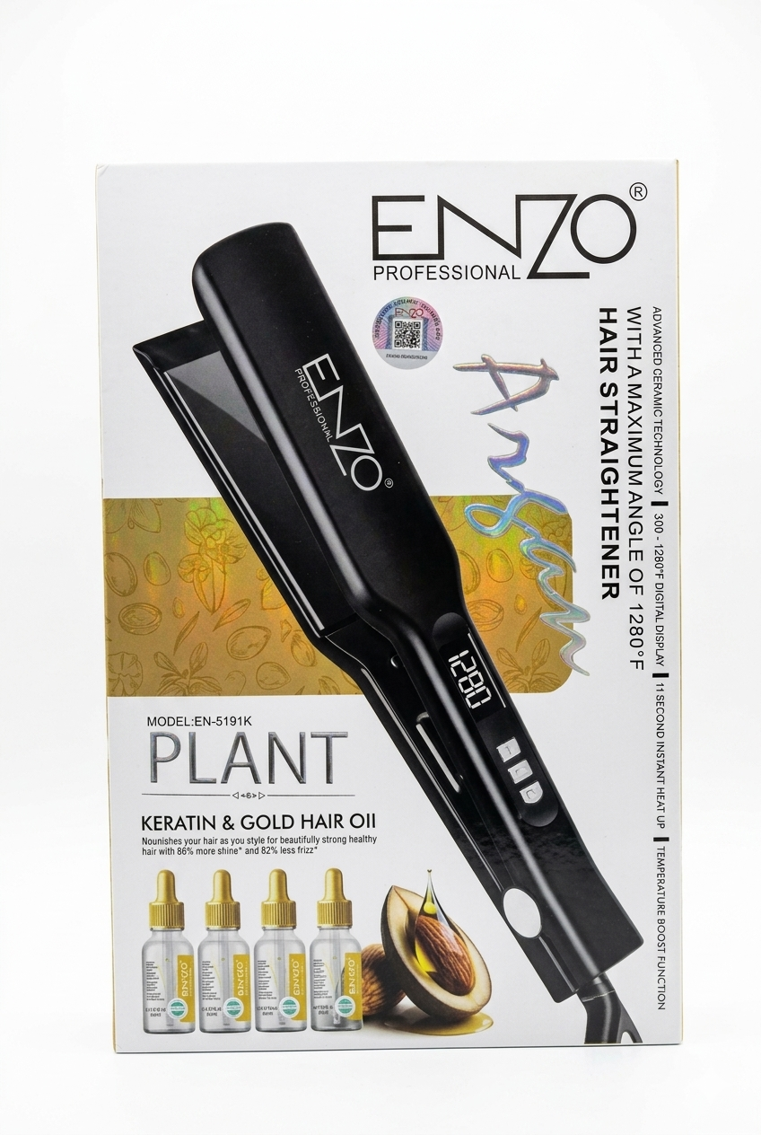 مكواة فرد الشعر الاحترافية من ماركة إنزو (ENZO Professional)، الموديل الإيطالي EN-5191K.