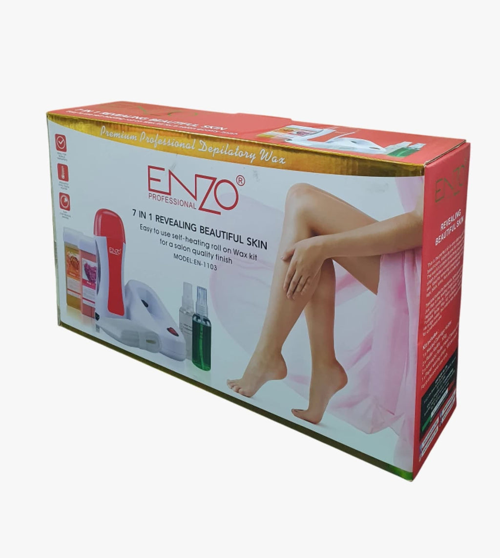 مجموعة جهاز إزالة الشعر بالشمع (جهاز تسخين الشمع رول أون) من ماركة ENZO Professional
