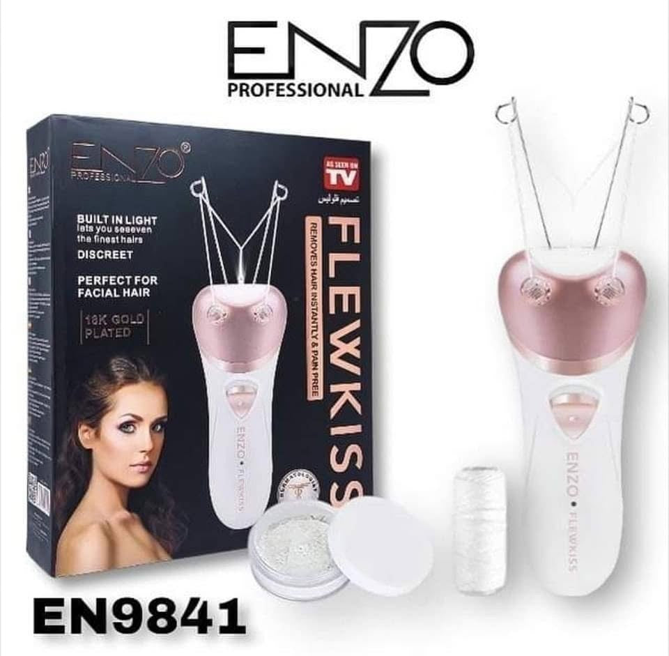 جهاز إنزو الاحترافي (ENZO Professional FLEWKISS) المخصص لإزالة شعر الوجه باستخدام الخيط الكهربائي بشكل سريع وبدون ألم.