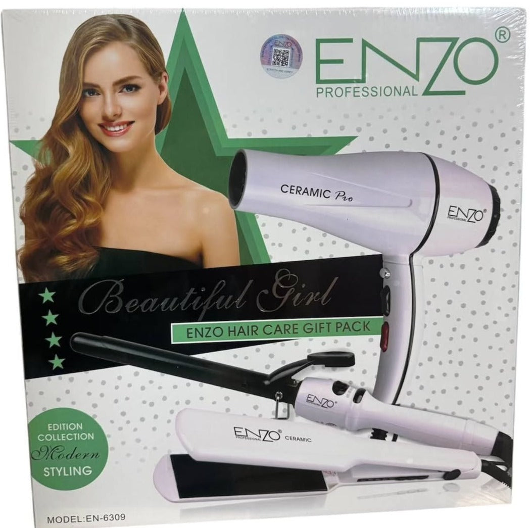 مجموعة تصفيف شعر متكاملة (3 في 1) من الماركة الإيطالية الشهيرة ENZO Professional.