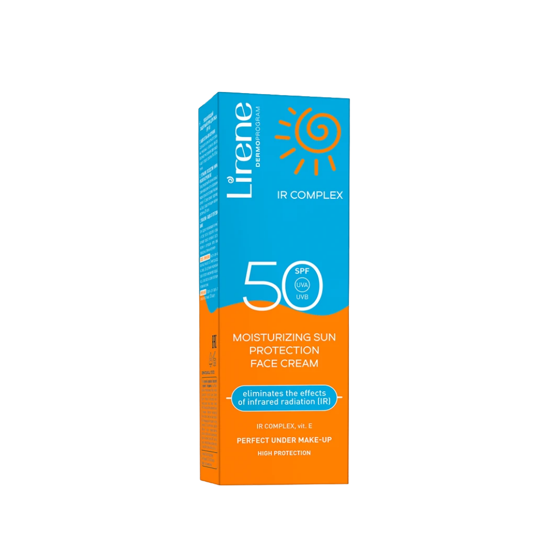 كريم واقي الشمس المرطب من ماركة ليرين البولندية (Lirene Dermoprogram Moisturizing Sun Protection Face Cream) بعامل حماية SPF 50.