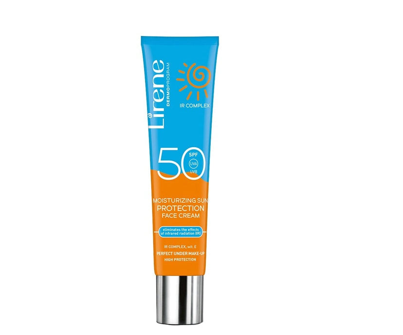 كريم واقي الشمس المرطب من ماركة ليرين البولندية (Lirene Dermoprogram Moisturizing Sun Protection Face Cream) بعامل حماية SPF 50.