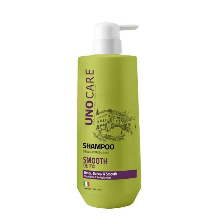 شامبو أونو كير ديتوكس لتنعيم الشعر (Uno Care Smooth Detox Shampoo)، وهو منتج مخصص للعناية الاحترافية بالشعر ويأتي بعبوة حجمها 1000