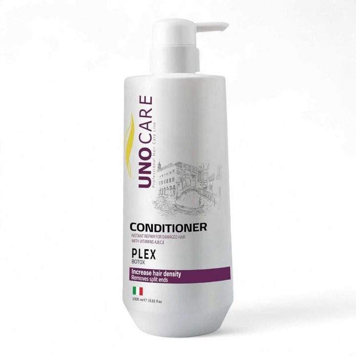 بلسم الشعر (Conditioner) من ماركة UNO CARE الإيطالية الاحترافية، وهو مصمم خصيصاً للإصلاح الفوري للشعر التالف والمجهد