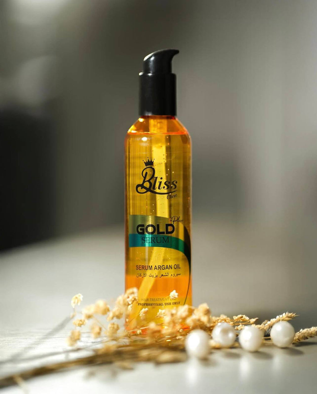 سيروم بليس جولد بلس بزيت الأركان للشعر (Bliss Care +Plus GOLD SERUM)، وهو منتج (تايلاندي المنشأ) مصمم للعناية الاحترافية بالشعر
