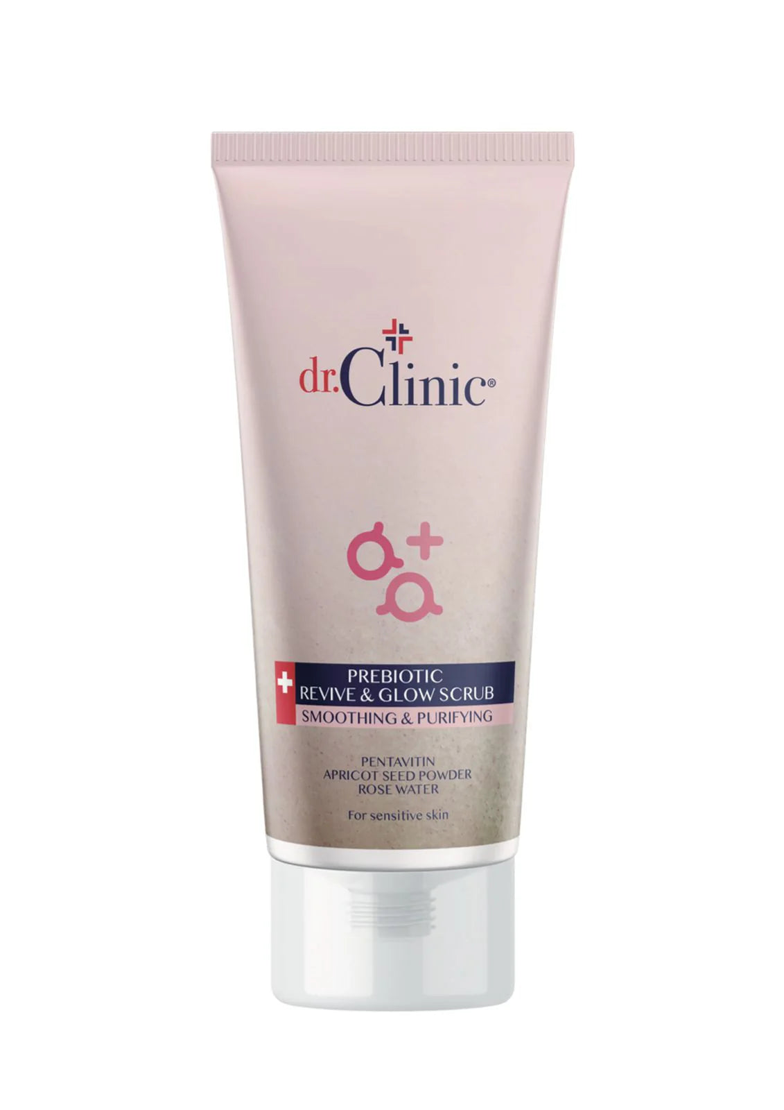 مقشر الوجه (Prebiotic Revive & Glow Scrub) من ماركة dr.Clinic، والمخصص خصيصاً للبشرة الجافة والحساسة.