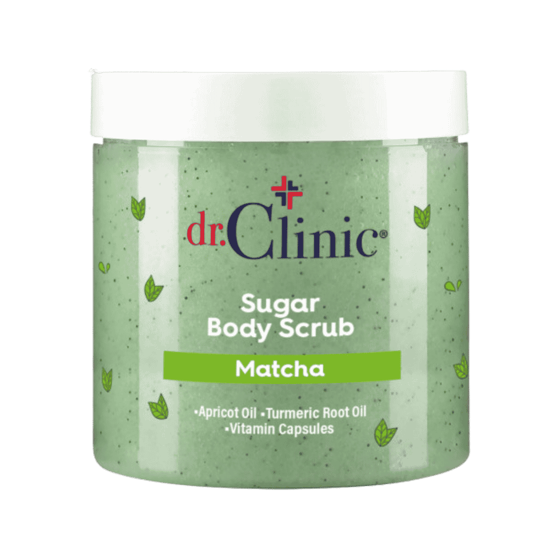 مقشر الجسم بالماتشا والسكر من دكتور كلينك (dr.Clinic Sugar Body Scrub Matcha)، وهو منتج مخصص للعناية الفائقة ببشرة الجسم وتنعيمها.