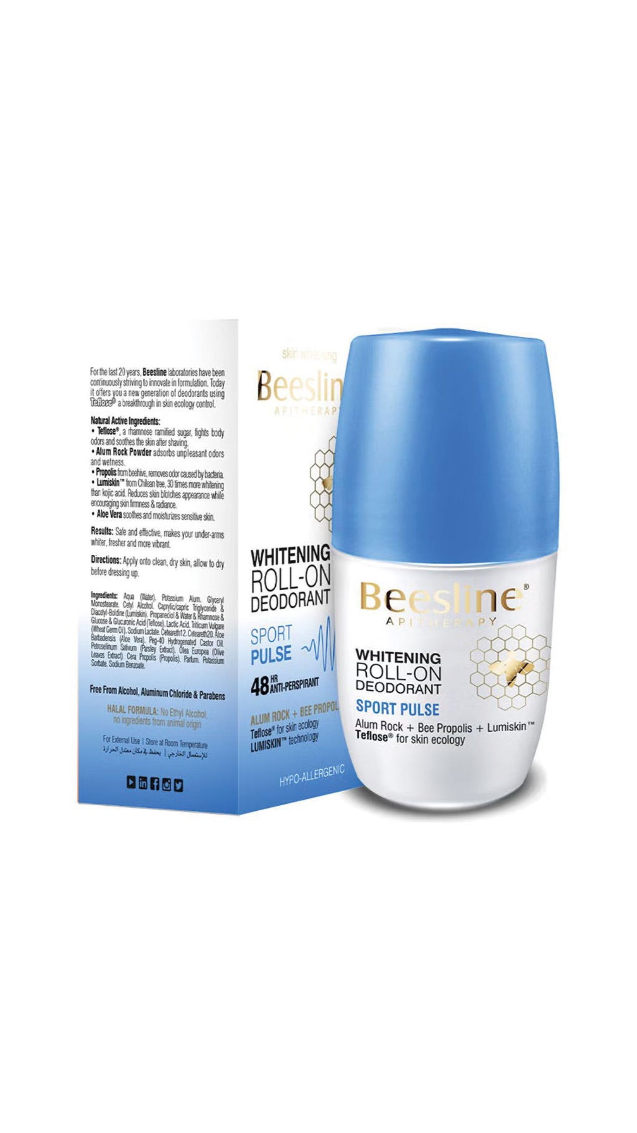 رول أون مزيل العرق لتفتيح البشرة من بيزلين (Beesline Whitening Roll-On Deodorant) بنسخة "نبض الرياضة" (Sport Pulse) بحجم 50