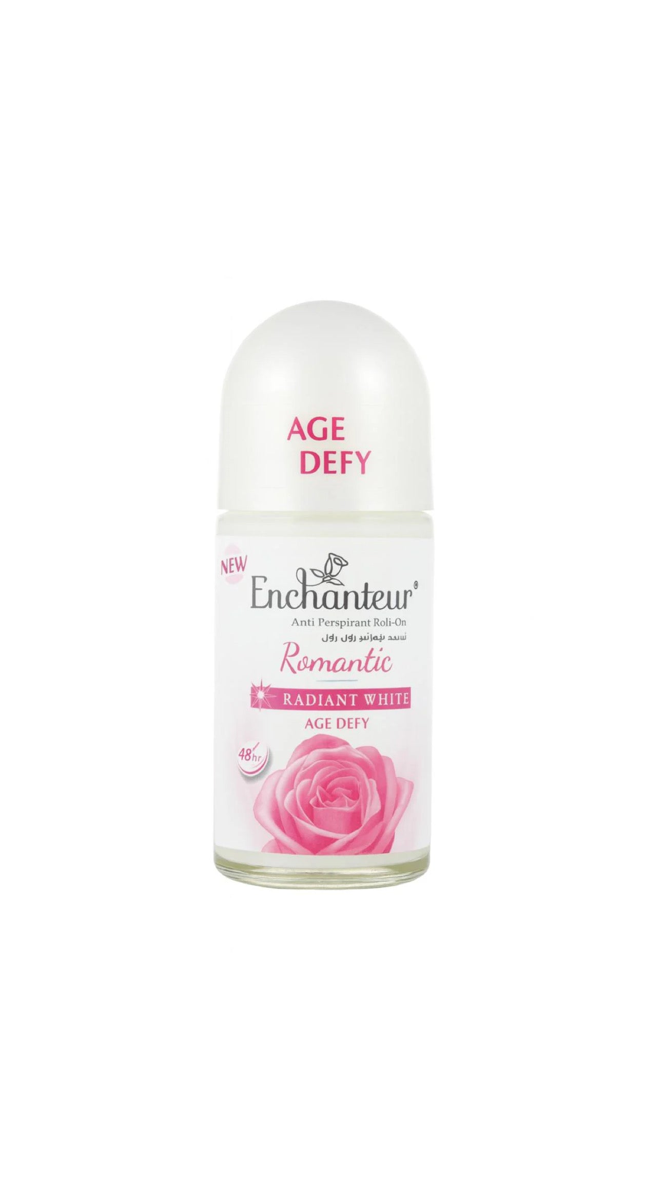 مزيل العرق ومضاد التعرق رول أون إنشانتر راديانت وايت (Enchanteur Romantic Radiant White - Age Defy) المخصص للنساء