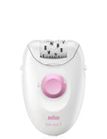 آلة إزالة الشعر براون سيلك-إبيل 1 (Braun Silk-épil 1)، موديل 1170، باللونين الأبيض والوردي
