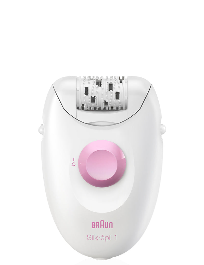 آلة إزالة الشعر براون سيلك-إبيل 1 (Braun Silk-épil 1)، موديل 1170، باللونين الأبيض والوردي