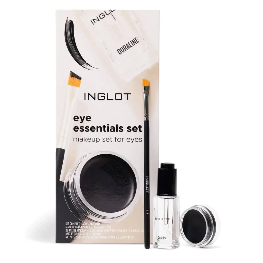 مجموعة أساسيات العين من إنجلوت (Inglot Eye Essentials Set) تحتوي على ثلاثة منتجات رئيسية لمكياج العيون.