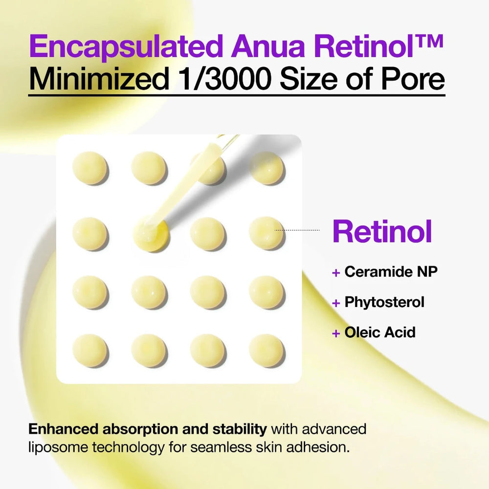 سيروم أنوا نانو ريتينول 0.3% + النياسيناميد لتجديد البشرة (Anua Retinol 0.3% + Niacin Renewing Serum)