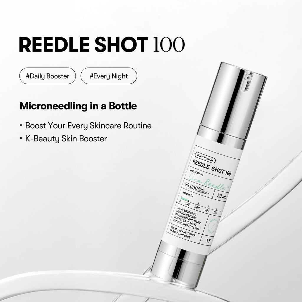 VT Cosmetics Cica Reedle Shot 100، وهو سيروم كوري مبتكر يعتمد على تقنية "الإبر الدقيقة السائلة"