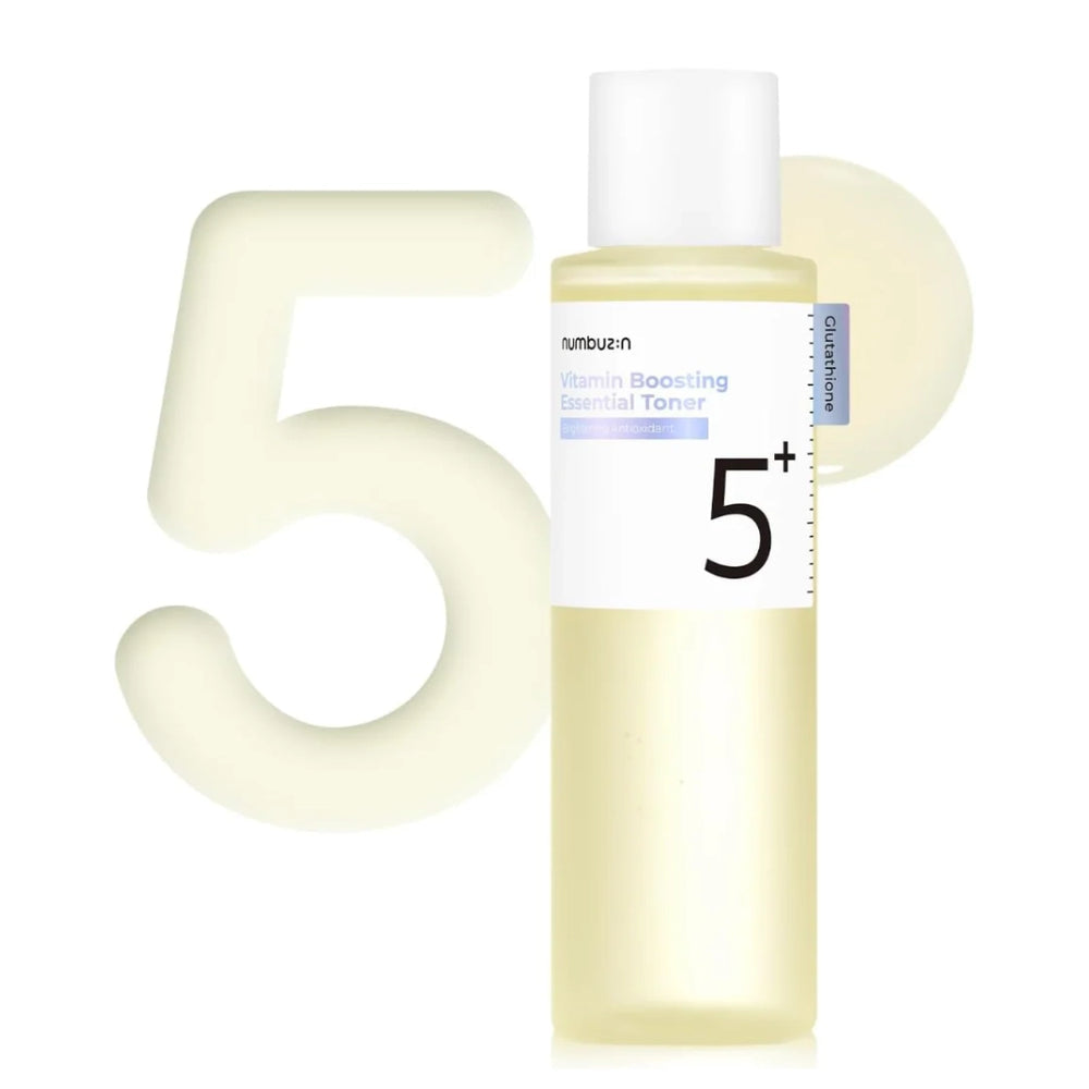 تونر نومبوزين رقم 5 المعزز بالفيتامينات (numbuzin No.5+ Vitamin Boosting Essential Toner)، وهو منتج كوري شهير مصمم للعناية بالبشرة الباهتة وتفتيحها